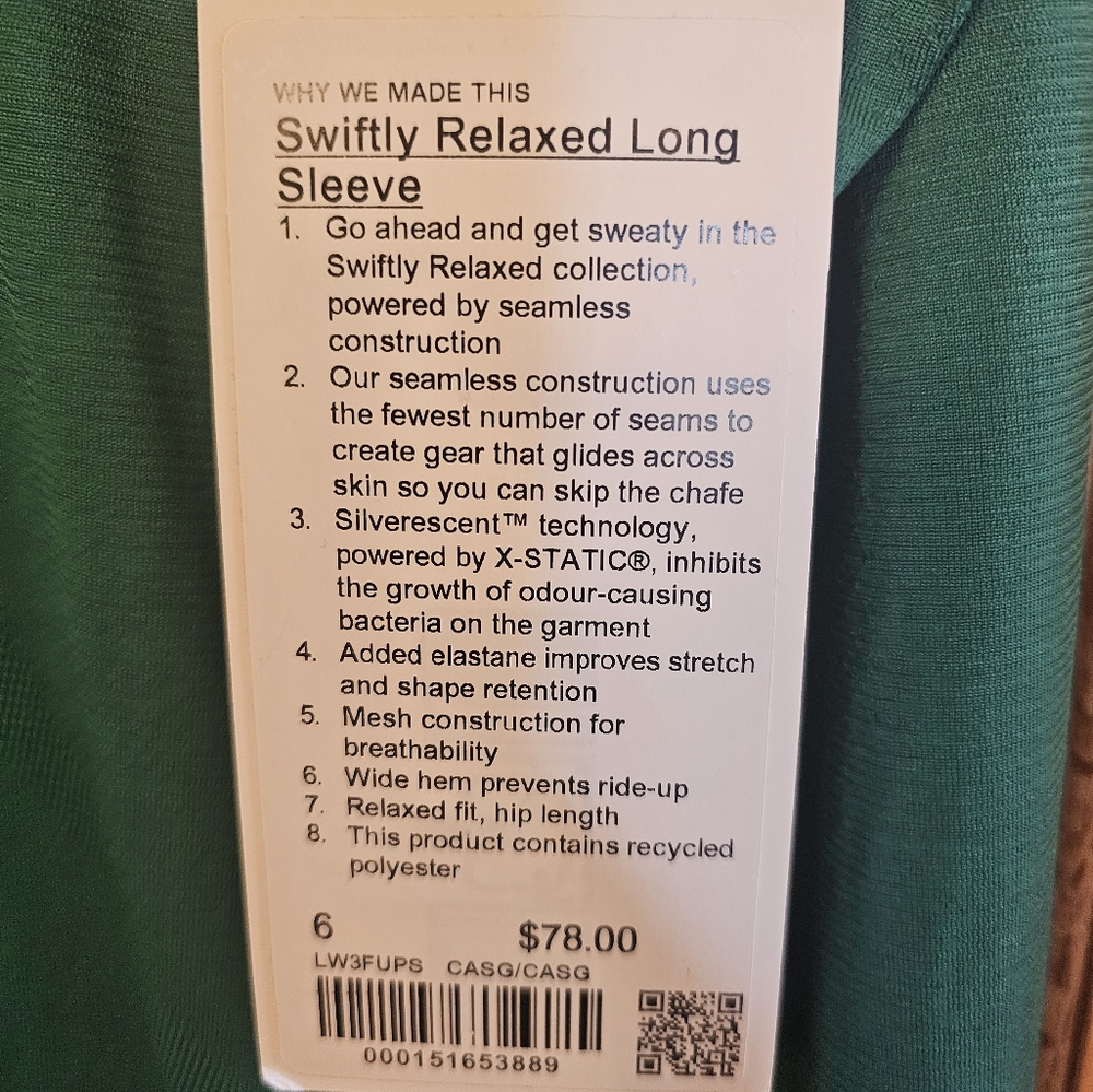 Lululemon Women’s Swiftly Relaxed Long-Sleeve Shirt Size 6 Cascadia Green CASG - Picture 2 of 4
